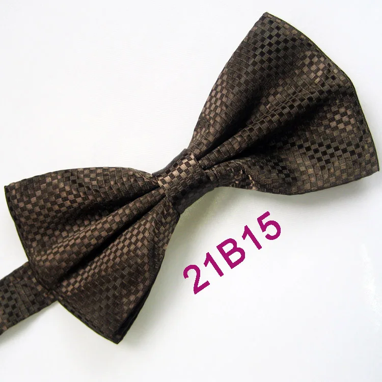 Одноцветное Цвет сетки Плед шашки бабочкой Tuxedo Adult Боути Бабочка мода Bowties Регулируемая унисекс галстук-бабочку Предварительно связали - Цвет: Dark Brown 21B15