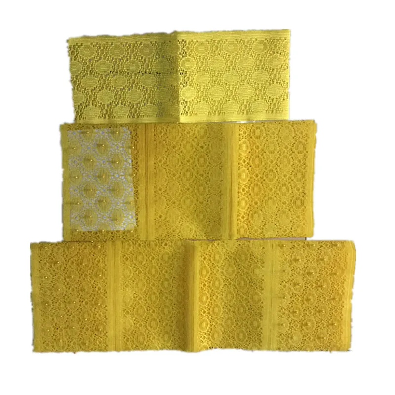 

BlackWin nigerian aso oke headtie with beads african fabric sego headtie auto gele headtie yellow high quality 3piece/lot -J5