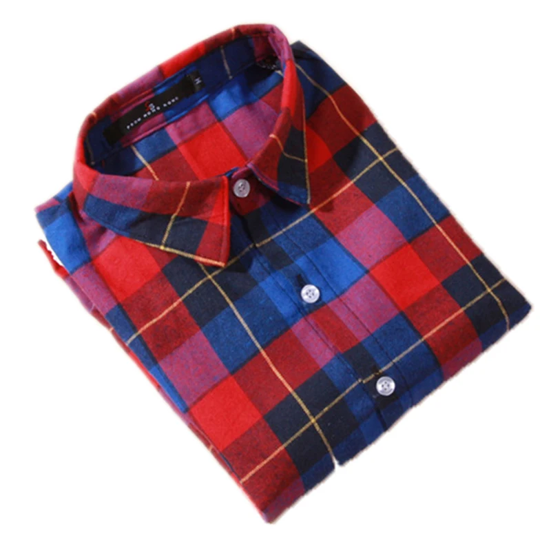 

Blouse shirt women plaid shirt 100% Cotton Long sleeve blouse tops fashion 2016 shirt cheap clothes china winter Autumn clothing