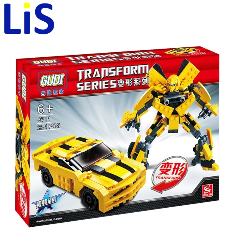 

Lis Gudi 8711 221pcs Transform Series Bumblebee Building Blocks Model Toys Robot 2 In 1 Vehicle Sports Car Christmas Gifs kids