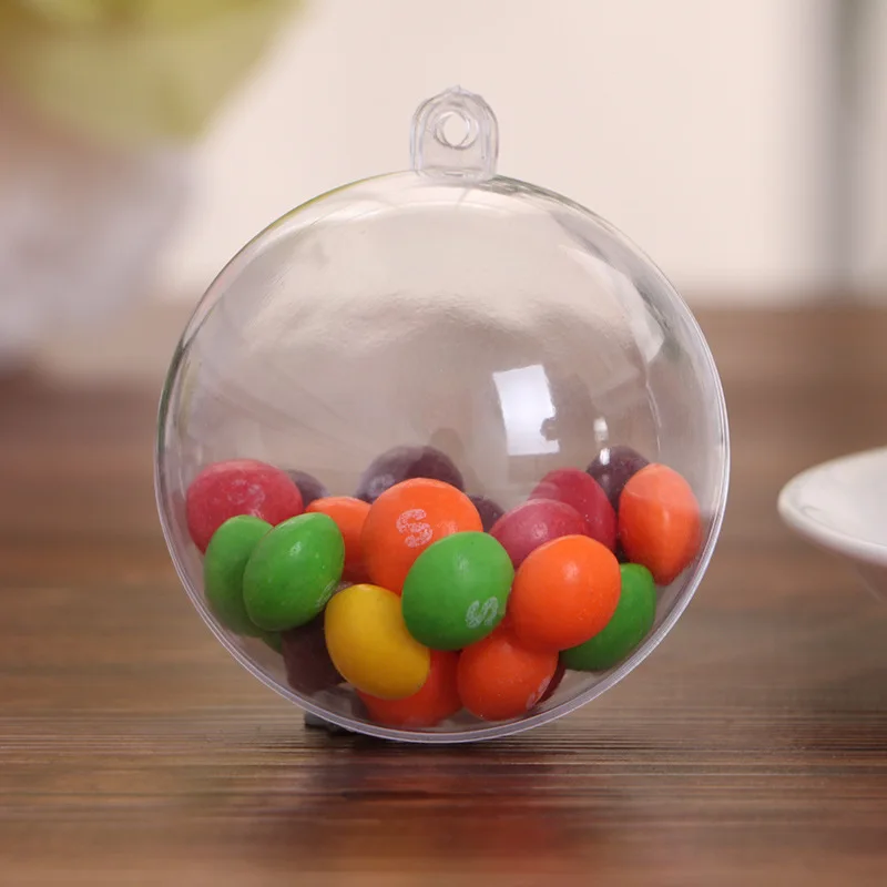 20 piezas/10 pares de bolas redondas de plástico transparente ornamentos para niños DIY suministros de fiesta adornos de decoración de árbol de pascua E