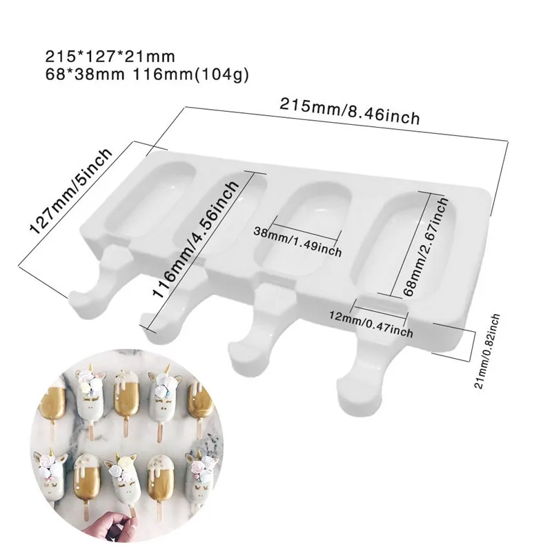 Мини силиконовые формы для фруктового мороженного мороженого лета DIY 4 полости овальные ледяные кубики формы для десертов Замороженные лоток силиконовые формы