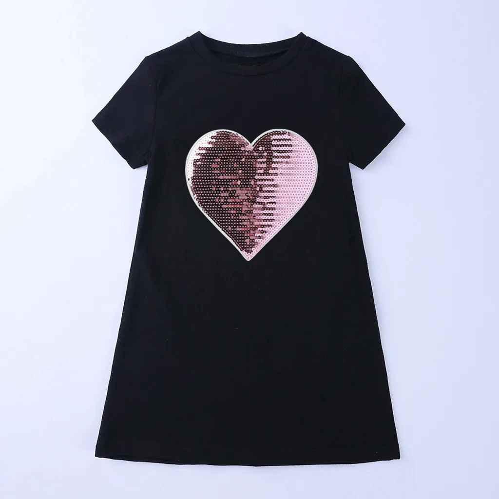 

Kid Toddler Baby Girls dress Stereoscopic Heart newborn dresses for baby girls clothes Short Sleeve Paillette Princess Dress