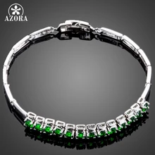 AZORA Свадебные украшения Весна 13 шт один ряд зеленый фианит браслет для женщин TS0076