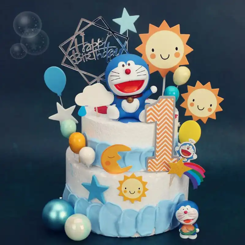 アニメドラえもんのび太ケーキ装飾ドラえもんクラウドのためのハッピーバースデーケーキトッパー誕生日パーティーのsupplie ケーキデコレーション用品 Aliexpress
