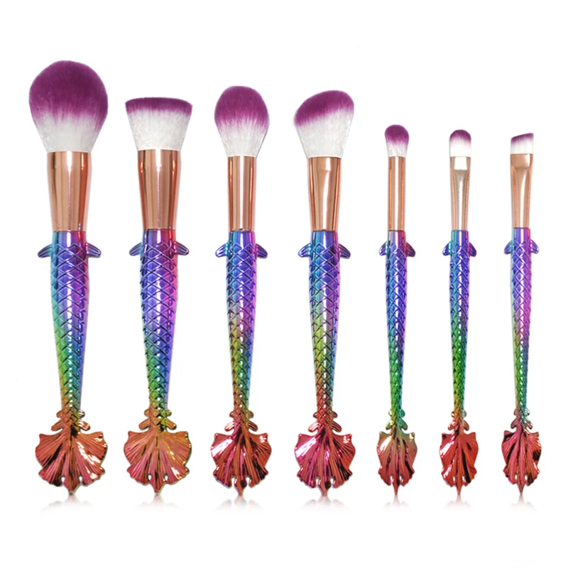 

7 pcs/set Makeup Brushes Fish Scales Shape Professional Make Up Brushes set Blending Powder Foundation Contour Beauty Tools
