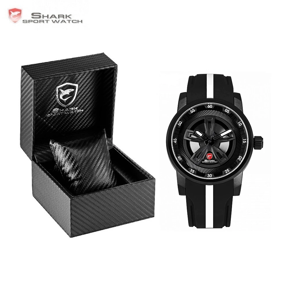

Thresher SHARK Sport Watch Racing Layer 3D Wheel Design Dial Crown Quartz Silicone Band Men Watches/SH501-504