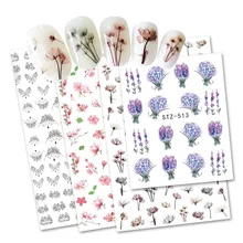 1 шт Горячие наклейки на ногти цветок передача воды 3D наклейки для ногтей черная Лаванда цветочный декор аксессуары для ногтей