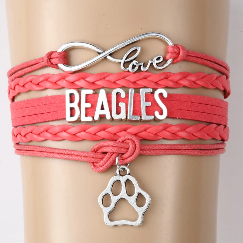 Браслет Infinity Love Beagles плетеный браслет в виде лапы подарок для любителей животных