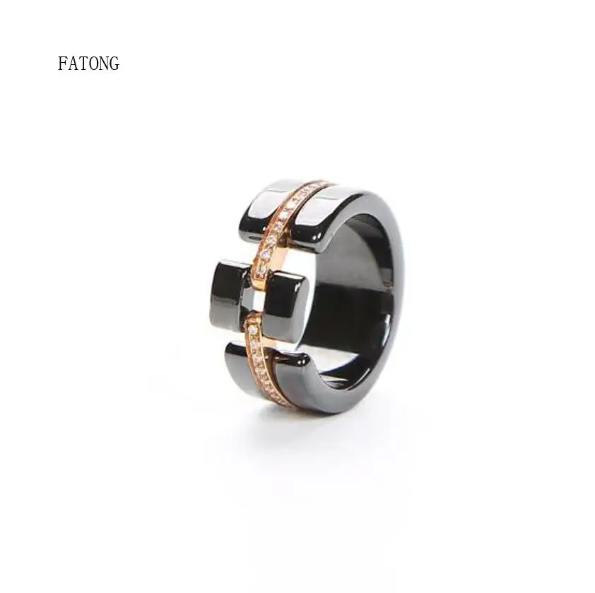 8 ceramic titanium steel couple ring gold steel color European and American fashion trend punk wild men and women jewelry t1118