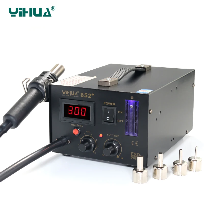 YIHUA 852 + регулируемый светодиодный паяльная станция горячего воздуха для ремонта