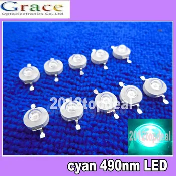 

10PCS 1W High Power cyan 490nm LED Emitter 50lm 3.0-3.2V 350mA For DIY