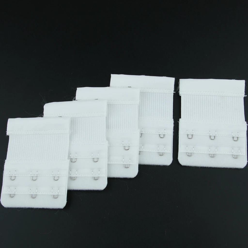 5pcs Adjustable Elastic Bra Extender Strap 3Hook 2Row Bra Extension Replacement Elastic Underwear Extension Clothing Accessories