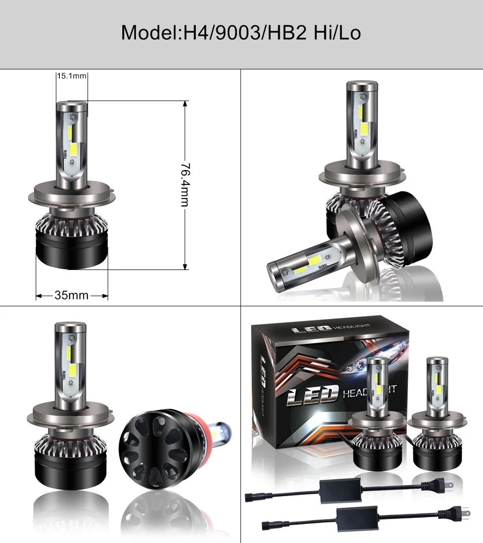Автомобильная светодиодная лампа для фары H4 H7 H1 9004 9007 H1 H11 H8 9005 9006 H13 9012 HIR2 60 Вт 10000lm 6000K 12V автомобилей Противотуманные фары