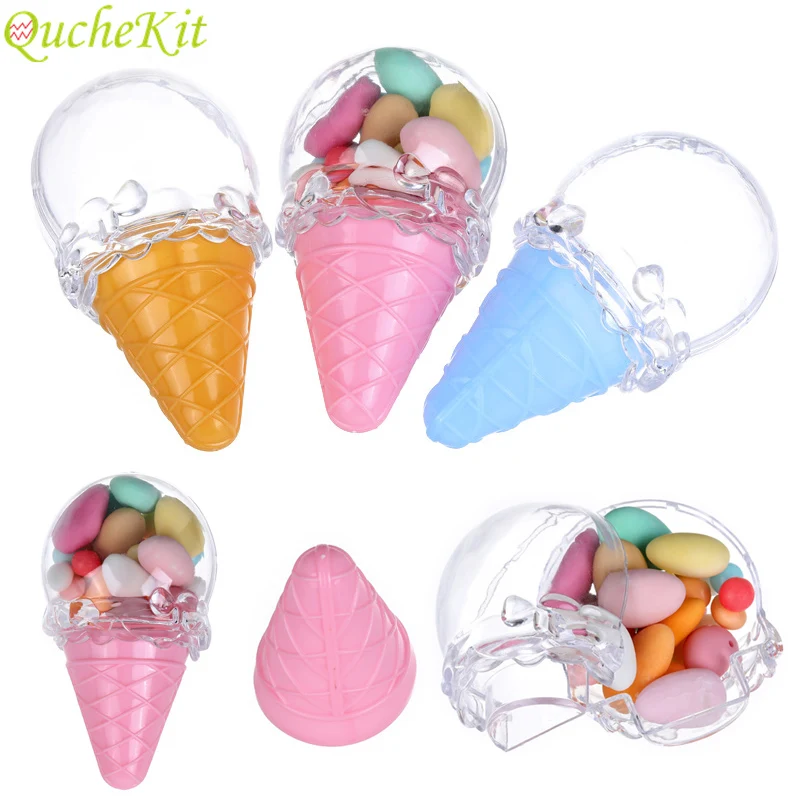 YingYouFu 12 Pcs Ice Cream Shape Candy Box - Plastic Candy Case Container For Party Favors, Gifts, And Weddings, Funny Ice Cream For Storing Sweets And Treats