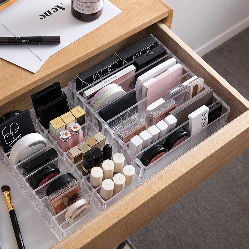 

16 grids Detachable Transparent Cosmetics Storage Boxes Thickened High Capacity Drawer Lipstick Classified Receiving Organizer