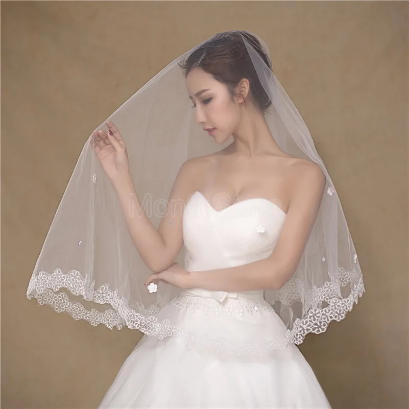 Grace Simple 2 layers tulle Bridal long Veil Wedding veils 60cm elbow With comb 