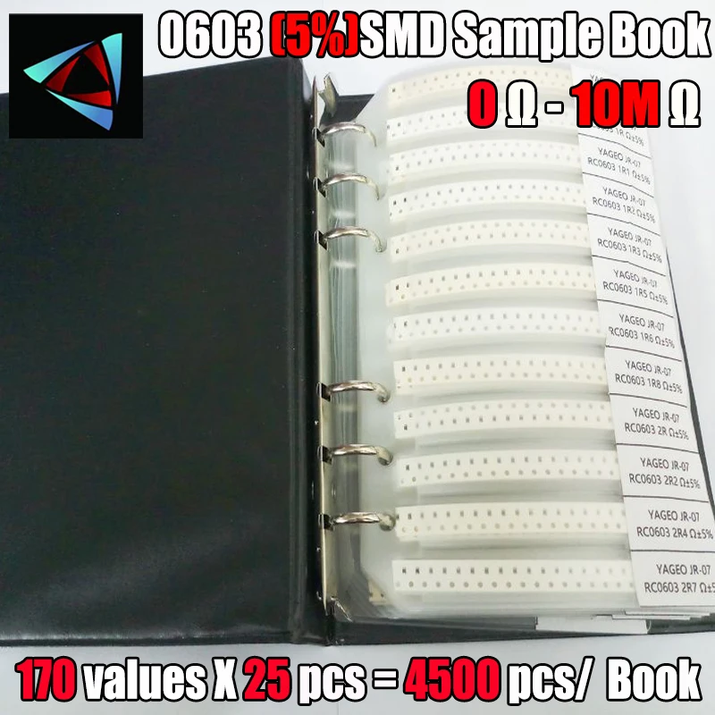 0603 SMD образец резистора Book 5% 0R ~ 10M допуск 170Valuesx25Pcs = 4250Pcs Kit | Электронные компоненты