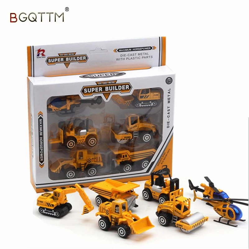 

A set of Alloy Vehicles Model Toy Truck Dinky Plane Airplane For Children Boy China Gift Helicopter New Sliding Vehicle Cars