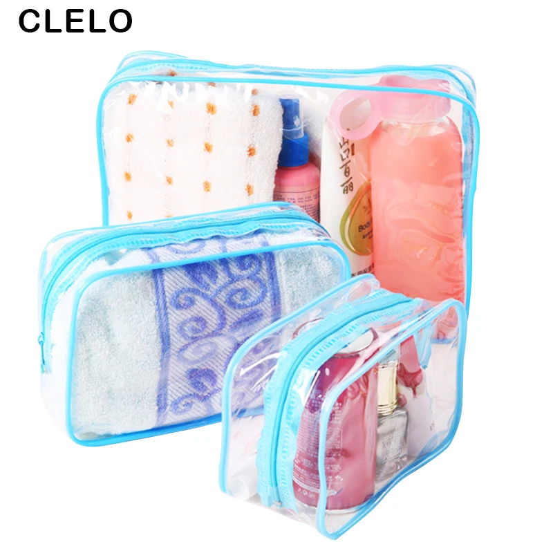 

CLELO Travel Makeup Organizer Case PVC transparent Cosmetic Bag Women Waterproof Travel Make up Bags Wash Pouch kit Toiletry Bag