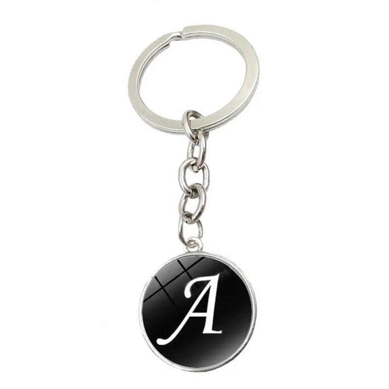 Алфавитная цепочка для ключей, кольцо 26 Английских Букв, брелки с именем, автомобильный кошелек, сумки, аксессуары для девушек, женщин, мужчин - Цвет: A