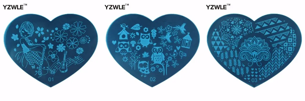 YZWLE 1 лист штамповочная пластина с изображениями для нейл-арта, 5,6 см из нержавеющей стали Шаблон для полировки маникюра трафарет Инструменты(YZWLE-30
