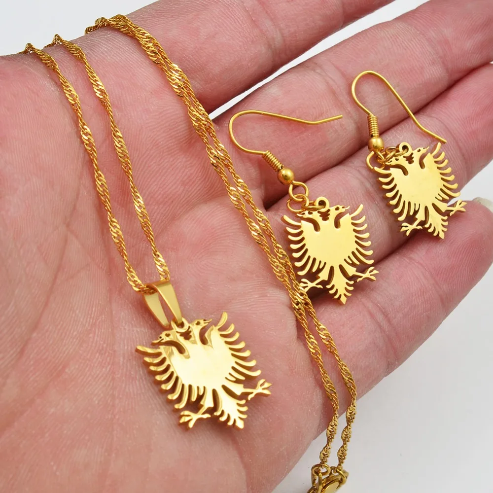 Small Albanian Eagle Necklace Stainless Steel Necklaces Earrings