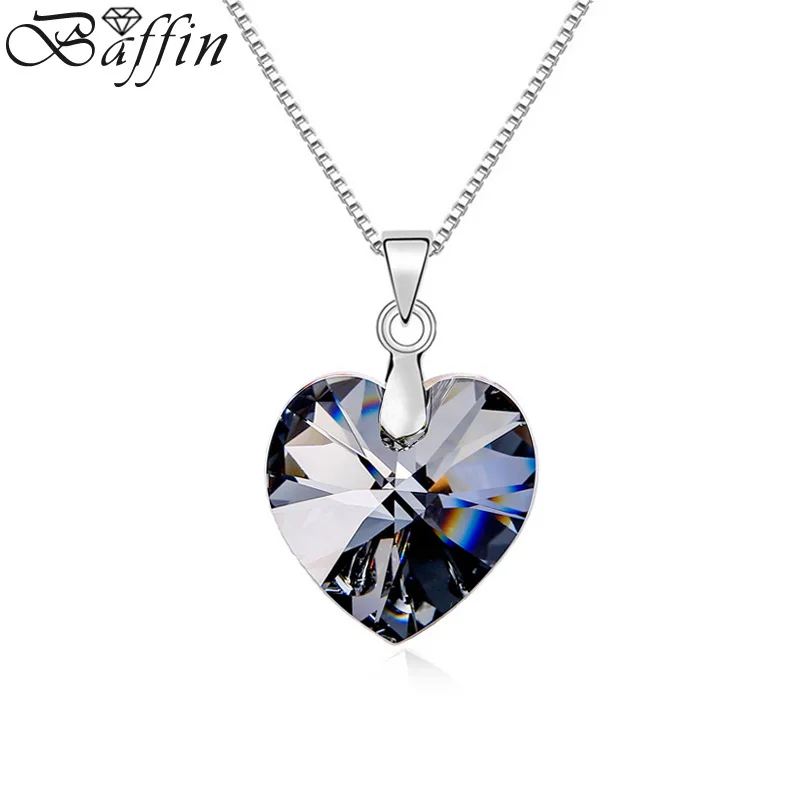 

2PCS/Lot BAFFIN Romantic Heart Necklaces&Pendants Crystal From SWAROVSKI Elements For Women Silver Color Jewelry Mother Day Gift