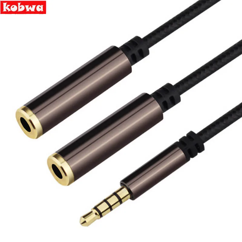 3.5mm Earphone Audio Splitter Cable 30CM Connecter Adapter 1 Male to 2 Female For Headphone PC