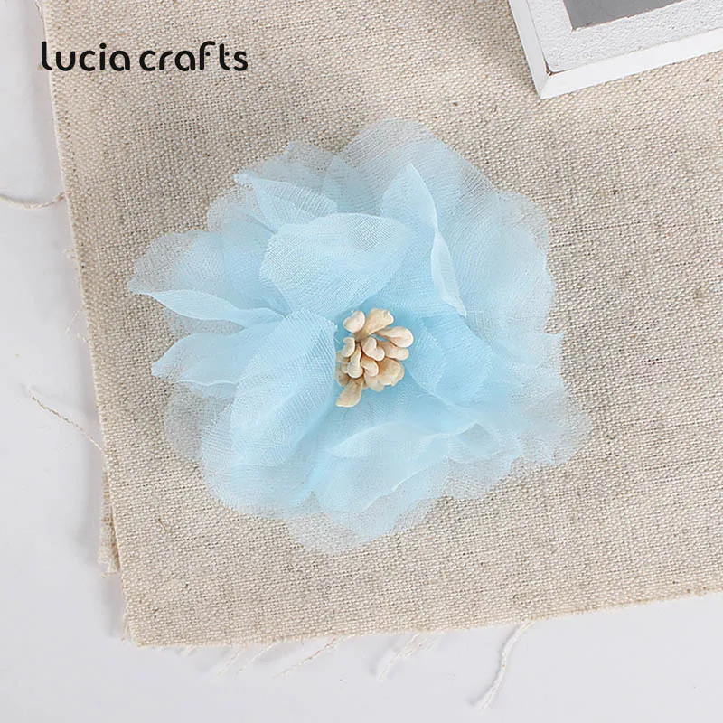 Lucia crafts, несколько цветов, опция около 55 мм, искусственная ткань, цветок, Свадебная вечеринка, для украшения своими руками, 5 шт./6 шт., B0209 - Цвет: blue 5pcs