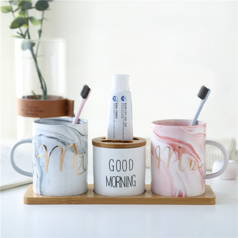 

Bathroom Tumblers Toothbrush Cup Wash Tooth Mug Toothpaste Storage Box High Quality Ceramic Material Wash Cup 4