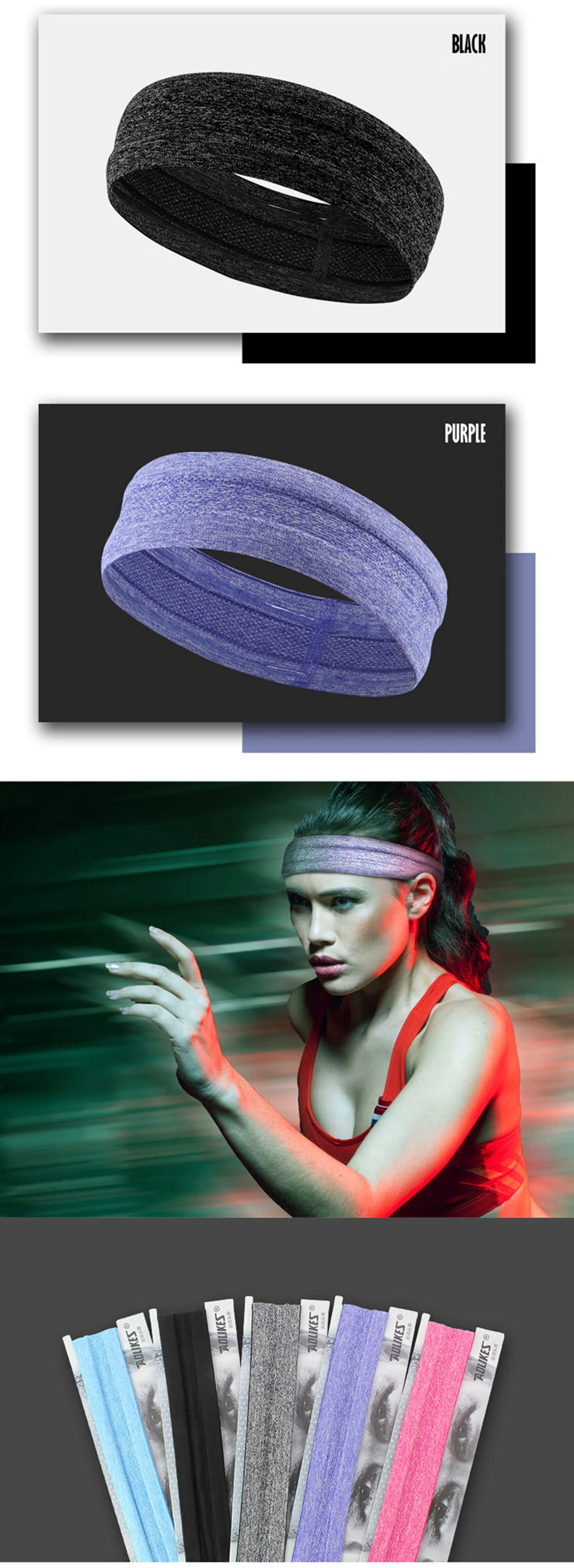 AOLIKES 1 шт. повязка от пота для мужчин Sweatband женские головные повязки для йоги Налобные повязки на голову спортивная безопасность для бега и тенниса