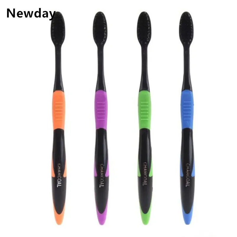 

4 Pcs/lot Double Ultra Soft Bamboo Toothbrush Black Charcoal Nano Teeth Brush Oral Care Nano-antibacterial Toothbrush Black Head