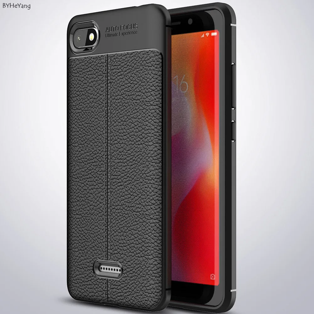 cheap BYHeYang For Xiaomi Redmi 6A Case Carbon Fiber TPU Silicone leather Soft Full Back Cover For Xiaomi Redmi 6a Shells ON 6 A