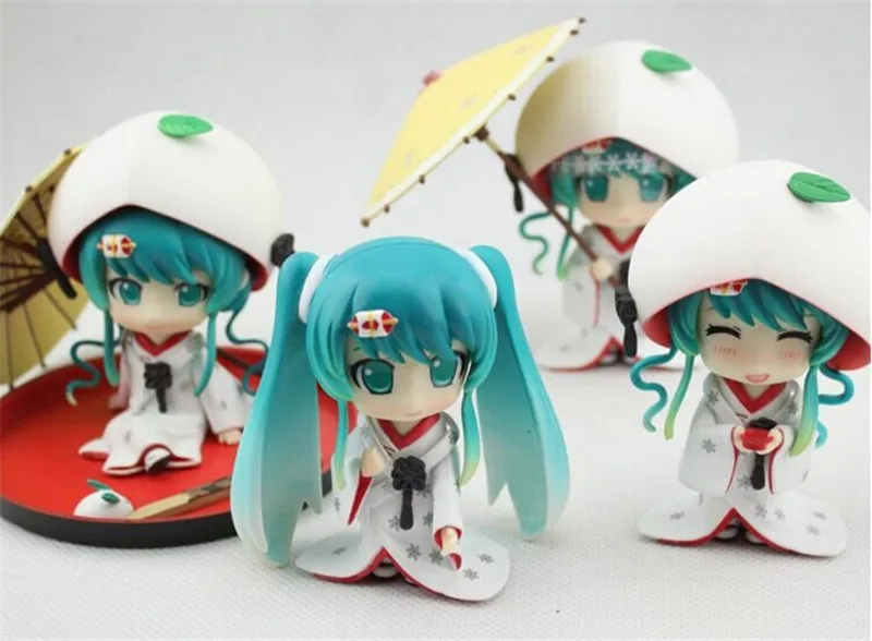 Anime Figurines Vocaloid Hatsune Miku Snow Miku Action Figures Toy Cute Girl Doll Brinquedos Kids Gift 4pcsset 410cm (2)