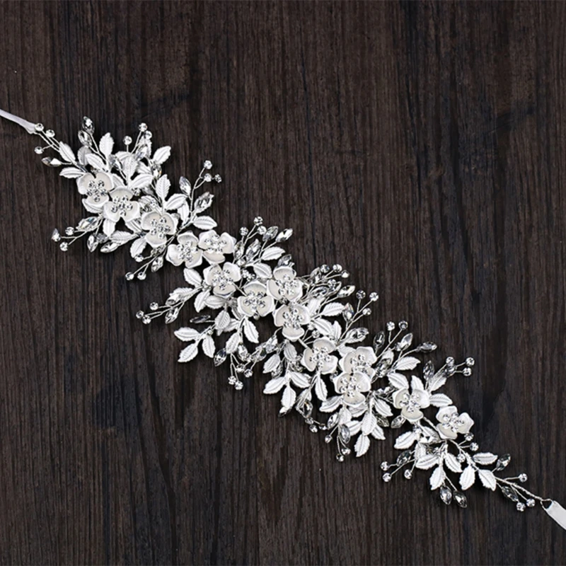 Ободок для волос белый ободок с листьями невесты головной убор Свадебные Женские ювелирные аксессуары