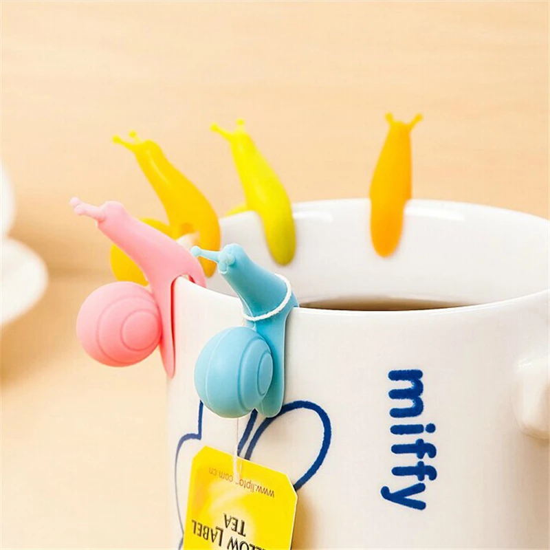 

5PCS Cute Snail Silicone Tea Bag Hanging Mug Cup Clip Tea Infuser Easter Birthday Party Supplies Wedding Decoration Kids Gifts