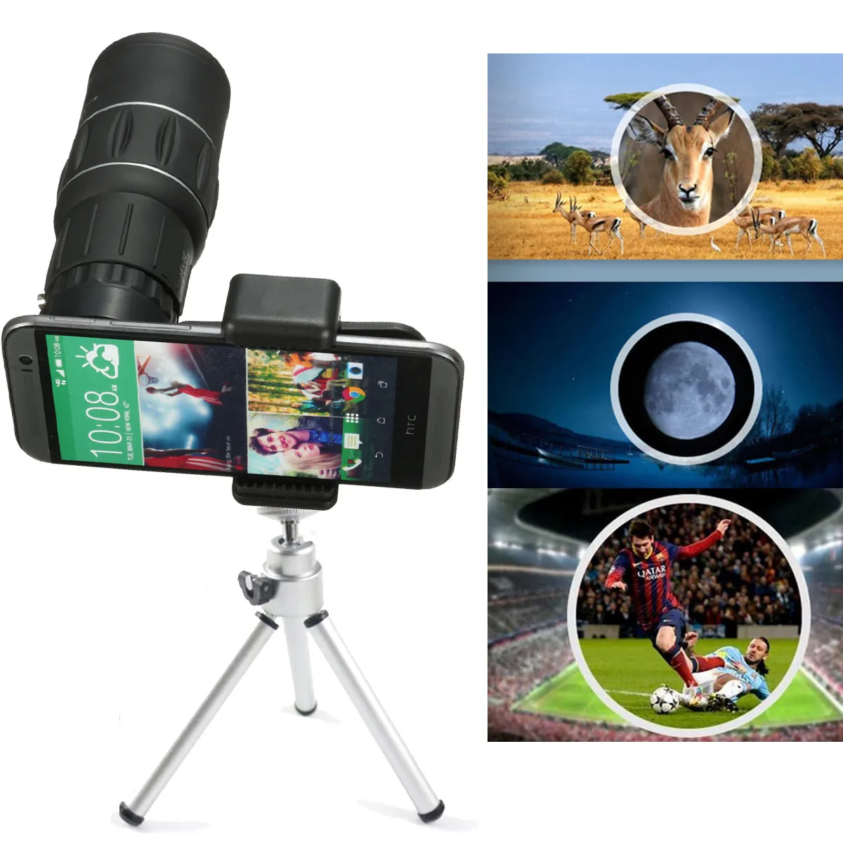 

16X52 Monocular Telephoto Telescope Zoom Smartphone Phone Camera Lens Scope Binoculars Hiking with Phone Holder For Huawei