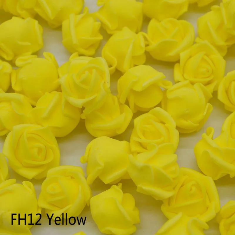 100 шт. 2 см мини розовыми цветами искусственных пенополиэтилен головка цветка дома Свадебные украшения DIY помпоном Скрапбукинг Craft поддельные цветы - Цвет: Yellow