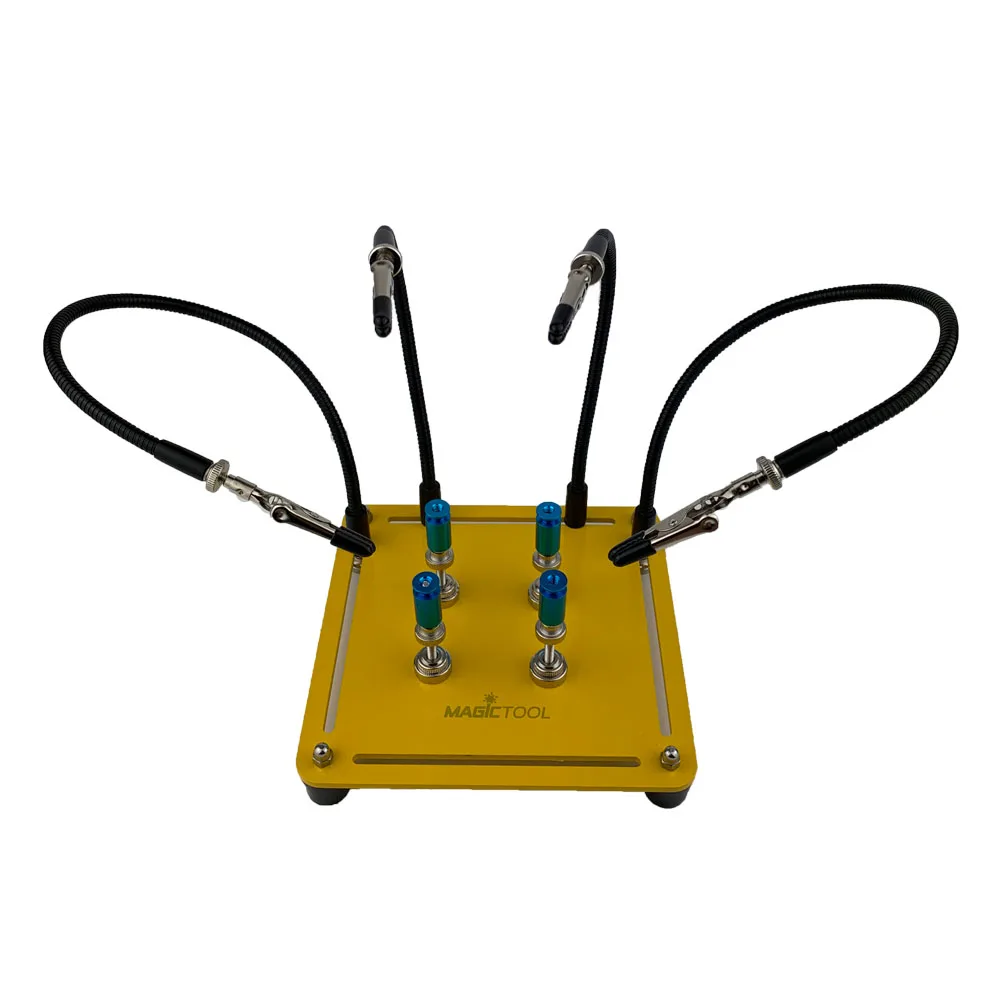 

2 in 1 Soldering Aid Tool Movable PCB Circuit Board Holder, Helping Hand 4 Metal Flexible Arm Alligator Clip, Repair Fixture