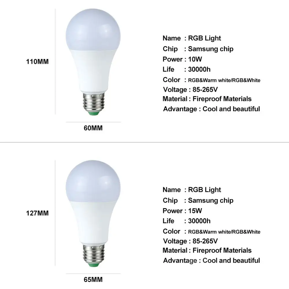 Новый E27 10 Вт 15 RGB светодиодный светильник лампа для изменения цвета с ИК пультом