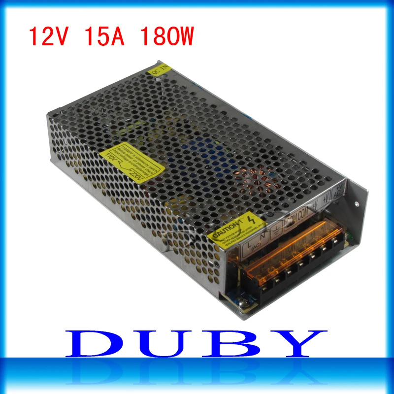 

100piece/lot Big Volume 12V 15A 180W Switching power supply Driver For LED Light Strip Display AC100-240V Free Fedex