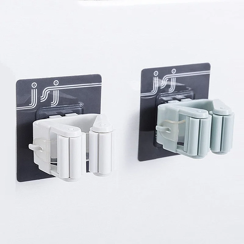 

Bathroom Bracket Wall Mounted Mop Holder Brush Broom Hanger Storage Rack Kitchen Tools Bathroom Suction Hanging Tools 3 Colors