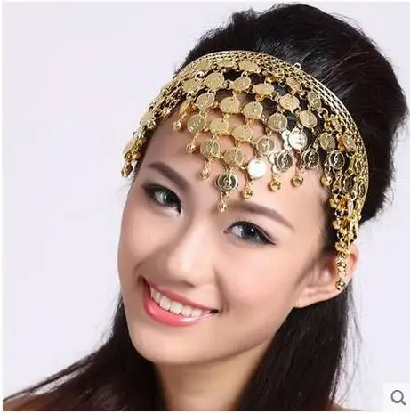 

NEW! stones belly dance accessories senior gold coins belly dance headwear for women dance headwear