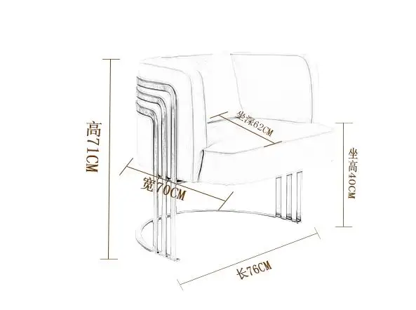 Луи моды гостиной диваны из нержавеющей стали один стул современный роскошный