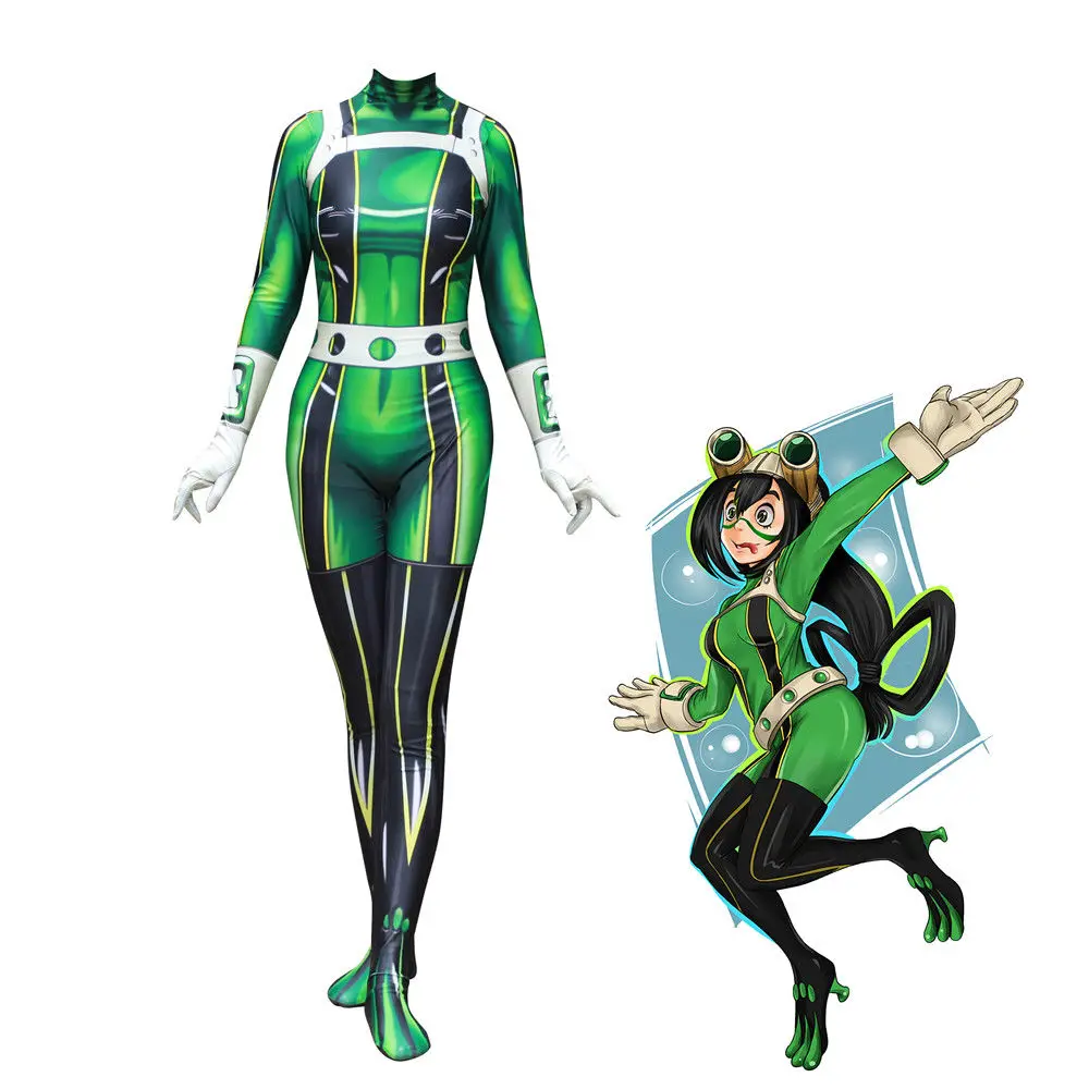 New Anime 3D Women My Hero Academia Asui Tsuyu Cosplay Costume Zentai