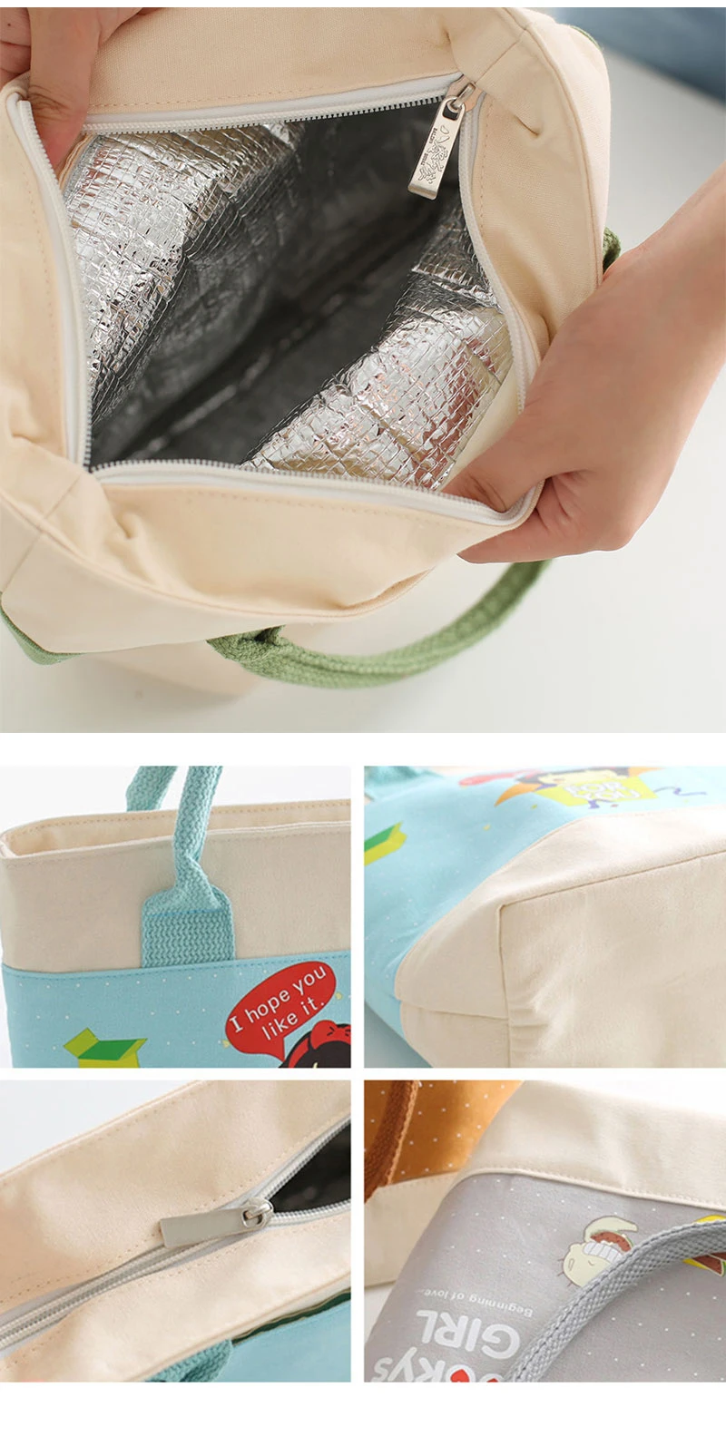 Aosbos Мультяшные термоизолированные сумки для обедов для студенток, милая сумка-Органайзер для еды, Портативная сумка-холодильник для маленькой девочки