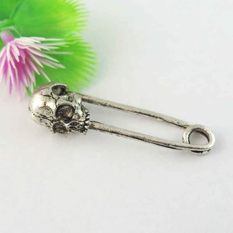 8pcs/lot Ancient Silver Skull Brooch Pins Hook Charms Jewelry Accessories Handmade Crafts Unisex Style New Punk 39060|charm jewelry|hook