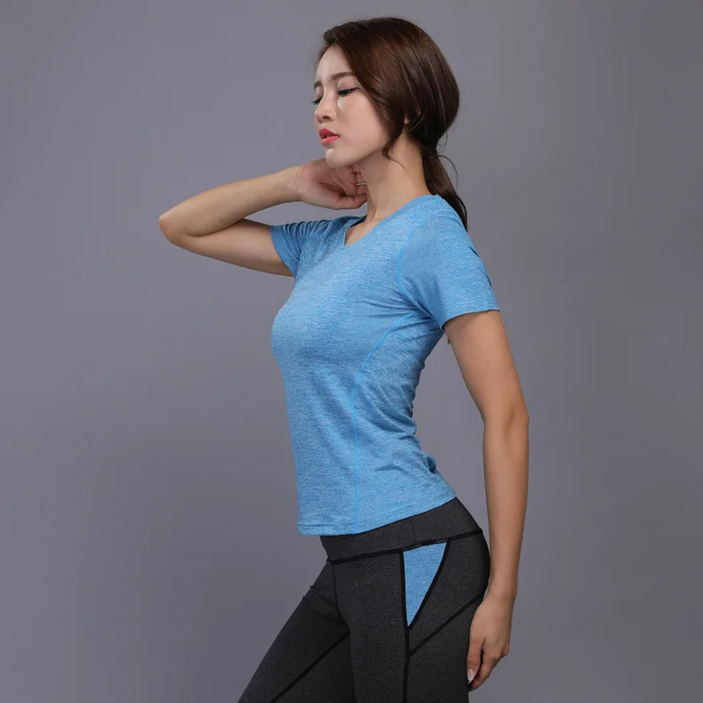 Женский комплект для йоги из 2 предметов, одежда для фитнеса и спортзала, рубашка+ штаны для йоги, комплект леггинсов, спортивный костюм, женская одежда для фитнеса - Цвет: blue tops