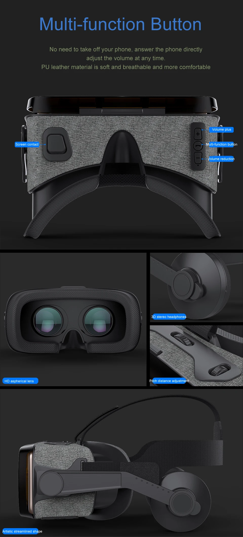 G07E, смартфон, 3D очки, виртуальная реальность, VR очки, гарнитура, лен, зеркало для samsung Iphone от 4,7 дюймов до 6,0 дюймов, играть в игры, черный цвет